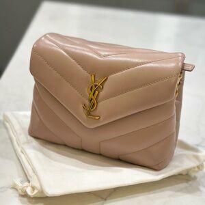 YSL Loulou Toy Quilted Leather Shoulder Bag - Dusty rose